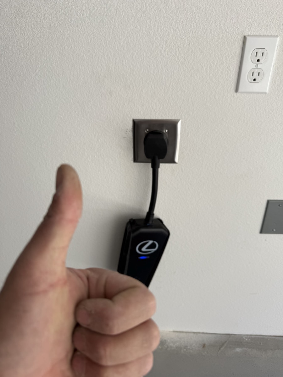 Completed dedicated wall outlet with equipment connected